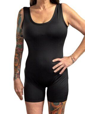 Sz.L*Black Shiny 1-Pc. Workout Outfit/Romper/Onesie